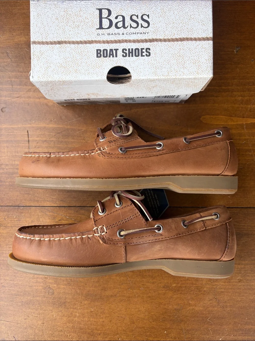 Bass Seafarer Caramel Boat Shoe Slip On Sz 9